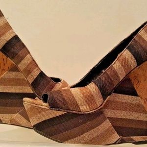 RFH - Platform Wedges Cork & Canvas Open-Toed Shoe